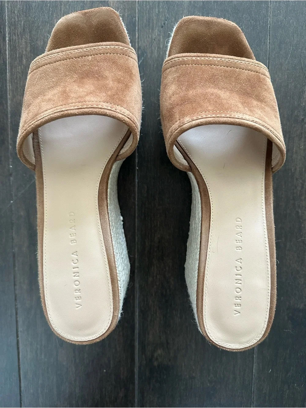 Veronica Beard Brown Suede Espadrille Wedge Slide